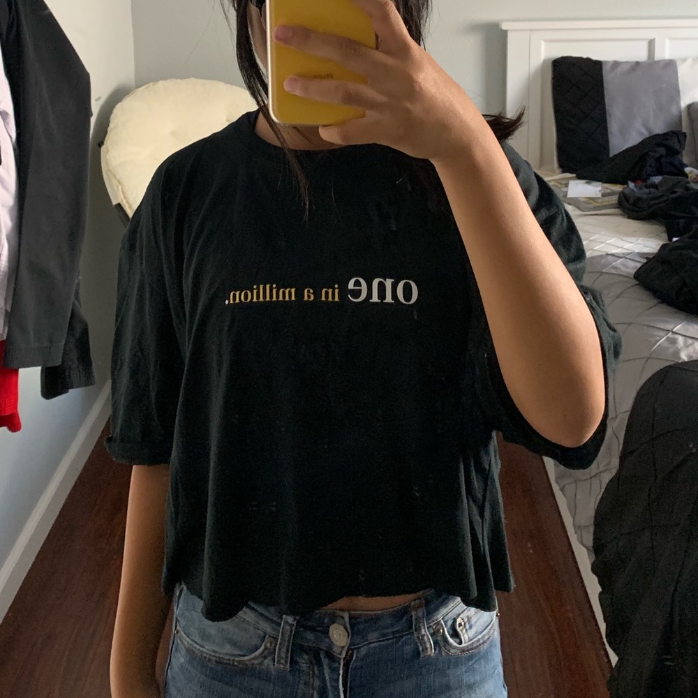 One in a Million, black cropped tee